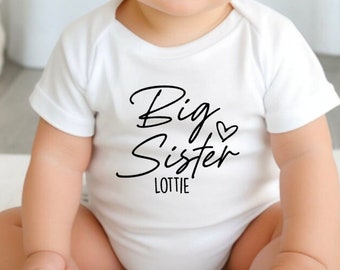 Big Sister Kids T Shirt  Personalised Any Name Toddler T Shirt Cotton Unisex T Shirt Tee Outfit Clothing Design Custom Print