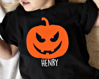 Kids Halloween Custom Pumpkin T Shirt Baby Toddler T Shirt Cotton Unisex T Shirt Tee Outfit Clothing Design Trick Or Treat October