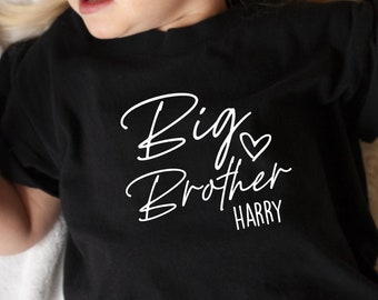 Big Brother Kids T Shirt  Personalised Any Name Toddler T Shirt Cotton Unisex T Shirt Tee Outfit Clothing Design Custom Print