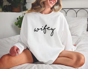 Wifey Personalised Date Sweatshirt Jumper Bride To Be Fiance Fiancee Top Wedding Postponed Cotton Unisex Soon To Be
