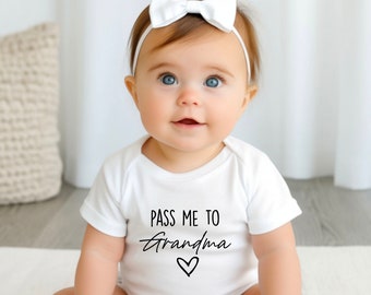 Pass Me To Grandma Babygrow T Shirt Cotton Unisex T Shirt Tee Outfit Clothing Design Custom Print Suprise Any Year