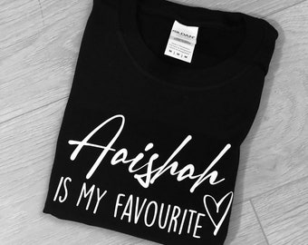Personalised Name Is My Favourite Any Name Cotton Unisex T Shirt Tee Outfit Clothing Design Nana Custom Print Daughter Funny Mothers Day