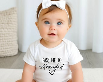 Pass Me To Grandad Babygrow T Shirt Cotton Unisex T Shirt Tee Outfit Clothing Design Custom Print Suprise Any Year