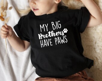 Kids T Shirt Big Brothers Have Paws Personalised Any Name Toddler T Shirt Cotton Unisex T Shirt Tee Outfit Clothing Design Custom Print