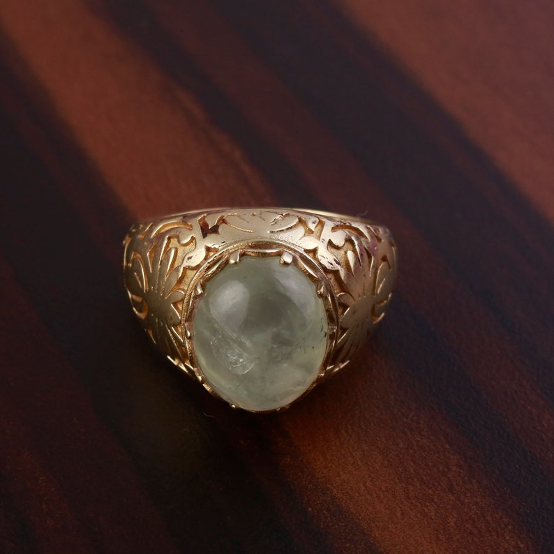 Brass Handmade Ring Brass Prehnite Ring,Sterling Brass Ring,gifts for new mom,brass jewelry Oval Ring Prehnite brass ring,Beautiful Ring