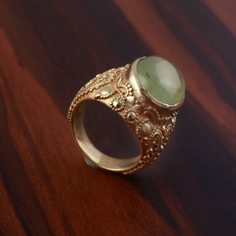 Women Ring,Prehnite Stone,Boho ring Prehnite Ring Brass ring Gift For Her,deco ring Handmade Ring Prehnite Engagement ring Women Ring