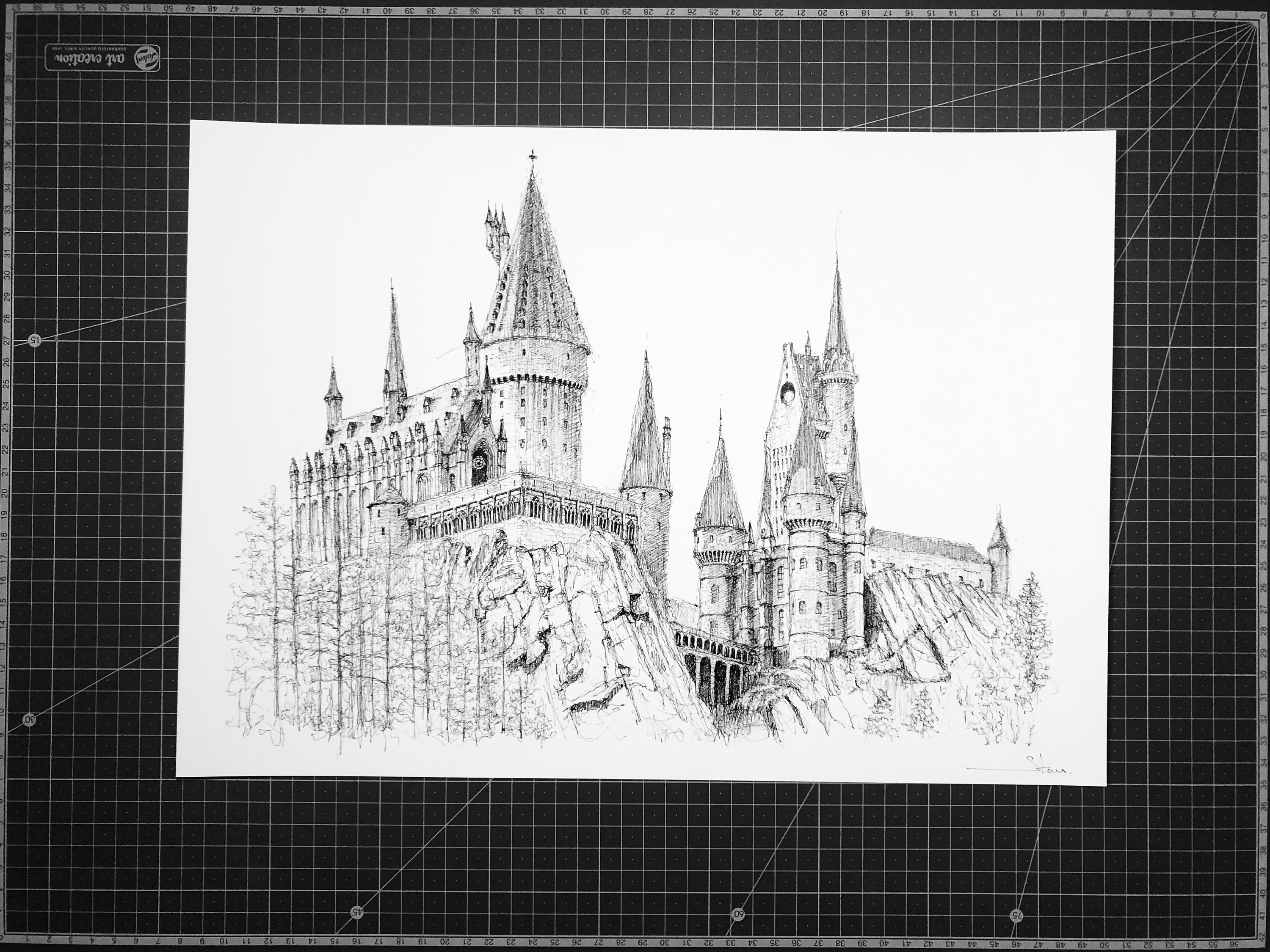 Chateau Harry Potter Dessin Facile Dessin du château de Poudlard Harry Potter Impression Wall - Etsy France