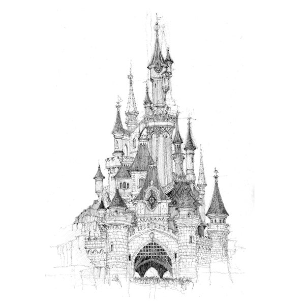 Castillo Disneyland Paris | Disneyland Paris Print | Wall Art | Sketch Print | Paris Print