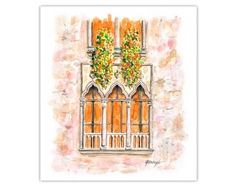 Print: Isabelle Stewart-Gardner Museum nasturtiums, watercolor