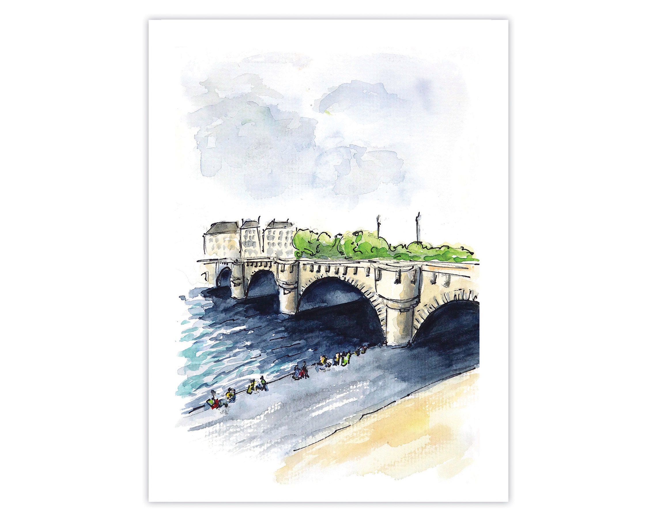 Watercolor Pont Neuf Paris - Etsy
