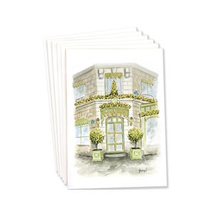 Druk: Boże Narodzenie w Paryżu, Ladurée, Avenue des Champs Elysées, akwarela paryska