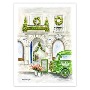 Print: Christmas in Paris, Ralph&#39;s on Saint-Germain-des-Prés, Watercolor