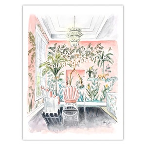 Print, de Gournay wallpaper, The Colony Hotel, Palm Beach, watercolor