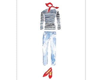 Print: Casual Parisienne Elegance, Paris Watercolor