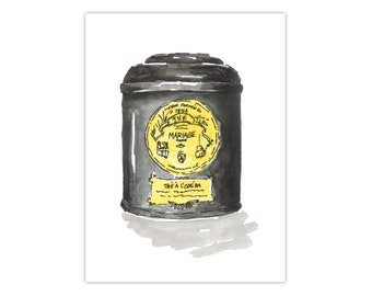 Print: Mariage Frères Brothers Tea Can Paris Watercolor 