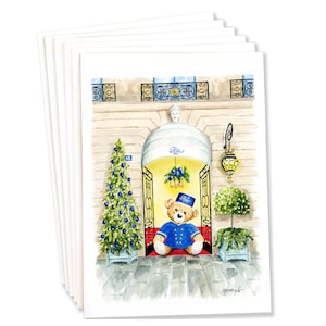 Christmas Cards: Set of 6 Christmas in Paris, Ritz Paris, Teddy Bear cards