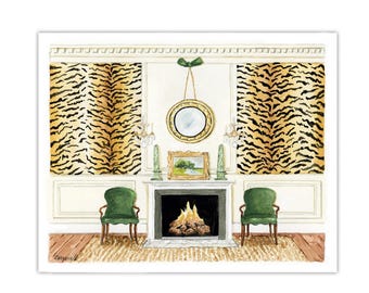 Print: Alexa Hampton interior, watercolor