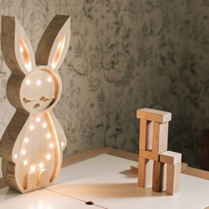 Bunny Wooden Night Lamp for Kids - Birthday Baby Gift, Baby Shower Gift, Night Lamp, Nursery Decoration, Woodland Theme
