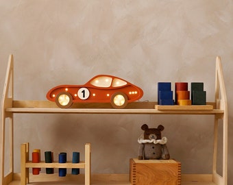 Lampe de voiture en bois pour enfants - Cadeau parfait pour une baby shower ou une chambre de bébé