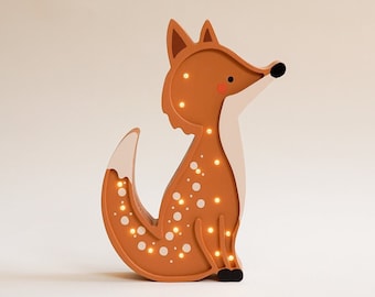 Handmade Wooden Fox Kids Lamp - Birthday Baby Gift, Baby Shower Gift, Night Lamp For Kids, Fox Kids Decor