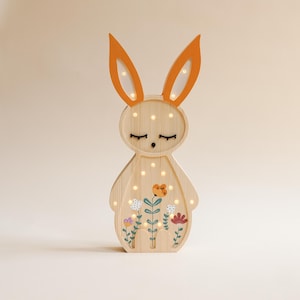 Wooden Bunny Night Light, Woodland Night Light, Childrens LED Night Light, Kids Wall Light, Baby Nursery Lamp Easter Bunny Easter Gift Kids