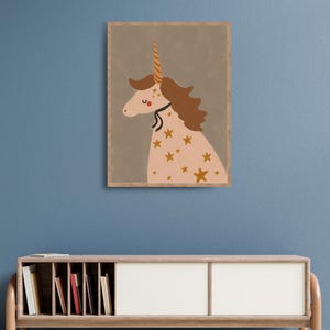 Decorazioni da parete con unicorni fatte a mano per bambini, carta unica, stampe artistiche per bambini, regali artistici per bambini, stampe per bambini, regali personalizzati, stampe da parete con unicorni