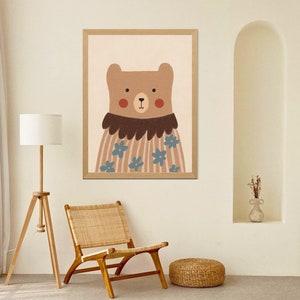Poster di orsacchiotti fatti a mano per bambini, carta unica, stampe artistiche per bambini, regali artistici per bambini, stampe per bambini, regalo personalizzato