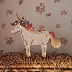 Wooden Unicorn Lamp - Nursery Unicorn Light, Unicorn Light Girls Room, Wooden Unicorn Night Light for kids, Night Lights for Baby