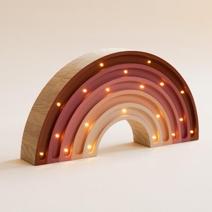 Wooden Pink Rainbow Lamp - Perfect Night light for Kids' Bedrooms, Handmade Kids Room Night Lamp, Kids Furniture, Baby Night Light
