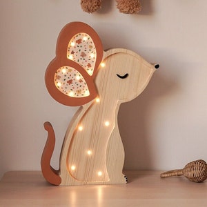 Wooden Mouse lamp, woodland theme, wooden lamp for kids, nursery decoration, baby shower gift, birthday baby gift image 3