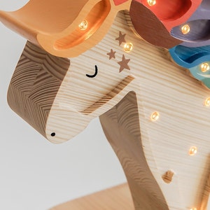 Handmade wooden colorful Unicorn kids lamp, birthday baby gift, baby shower gift, night lamp, Nachtlicht, Unicorn gift, rainbow unicorn image 4