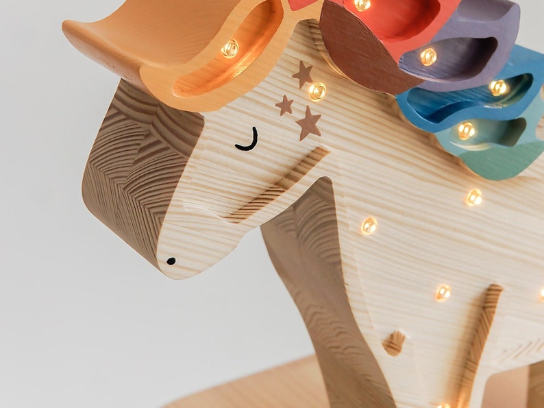 Handmade wooden colorful Unicorn kids lamp, birthday baby gift, baby shower gift, night lamp, Nachtlicht, Unicorn gift, rainbow unicorn image 4