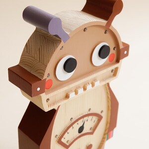 Wooden Robot Night Light, Custom Kids Lamp, Birthday Baby Gift, Robot theme bedroom, Wooden Robot Lamp With Meter, Personalized Gift image 14
