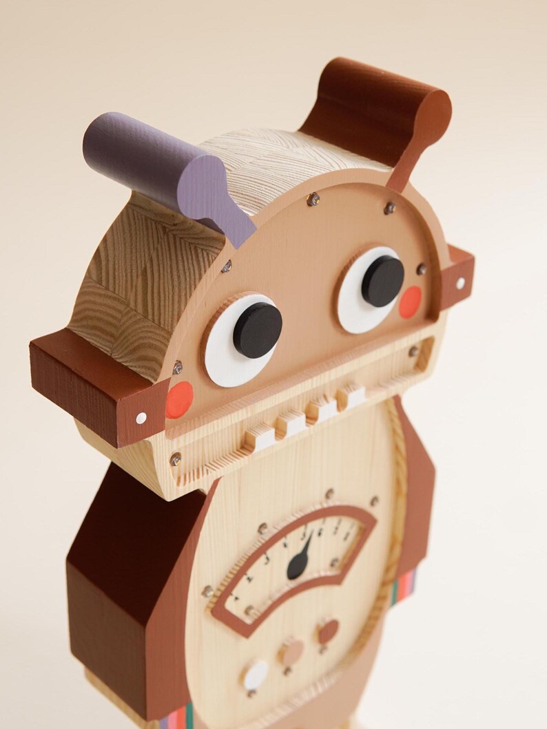 Wooden Robot Night Light, Custom Kids Lamp, Birthday Baby Gift, Robot theme bedroom, Wooden Robot Lamp With Meter, Personalized Gift image 14
