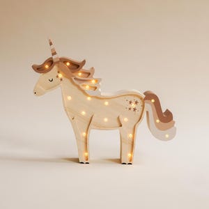 Drewniana lampka dla dzieci Jednorożec, prezent dla dziecka, baby shower, lampka nocna dla dzieci, dekoracje pokoju dziecięcego