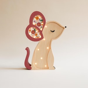 Wooden Mouse Lamp for Kids - Nursery Night Light, Baby Shower Gift, Birthday Baby Gift, Kids Lamp