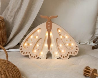 Personalized Wooden Butterfly Night Light – Handmade Kids Lamp, Nursery Butterfly Decor, Baby Shower Gift, Eco-Friendly Girls Room Lighting