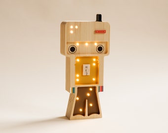 Wooden Robot Lamp - Personalized Gift, Robot Night Lamp, Wooden Night Light, Kids Lamp, Baby Gift, Lighting, Robot Gifts, Robot Baby Shower