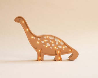 Lampe dinosaure en bois faite main, veilleuse pour bébé, baby shower dinosaure, décoration de chambre d'enfant, lampe de nuit personnalisée