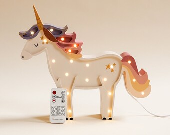 Lampe licorne en bois, lampe licorne pour chambre d'enfant, chambre de fille lumineuse licorne, lampe de nuit licorne en bois pour enfants, lampe licorne décorative