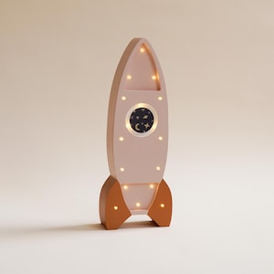 Handmade Wooden Rocket Night Light Nursery Decoration Kids Room Night Lamp for Kids Personalized Lamp Rocket Lamp