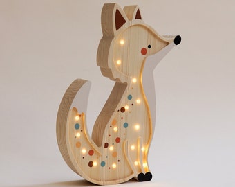 Handcrafted Fox Night Lamp, Wooden Kids Light, Baby Shower Gift, Children's Room Decoration, wooden fox lamp, nursery decor