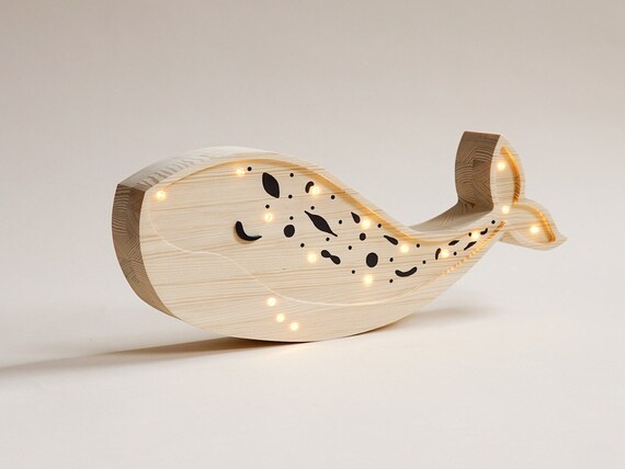 Wooden whale lamp deals