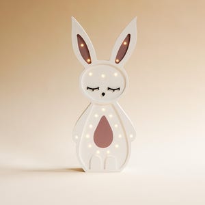 Handcrafted Bunny Night Lamp with Personalized Nursery Decoration - Wooden Night Light for Kids Room