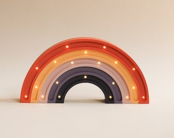 Rainbow Night Light, Handmade Wood Lamp for Kids, Baby Shower Gift, Customized Nightlight