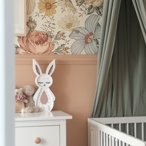 Handmade Bunny Kids Night Lamp Personalized Nursery Decoration & Kids Room Night Lamp, Wooden Night Light, Bunny Easter image 7