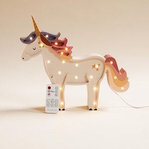 Wooden Unicorn Lamp - Nursery Unicorn Light, Unicorn Light Girls Room, Wooden Unicorn Night Light for kids, Night Lights for Baby