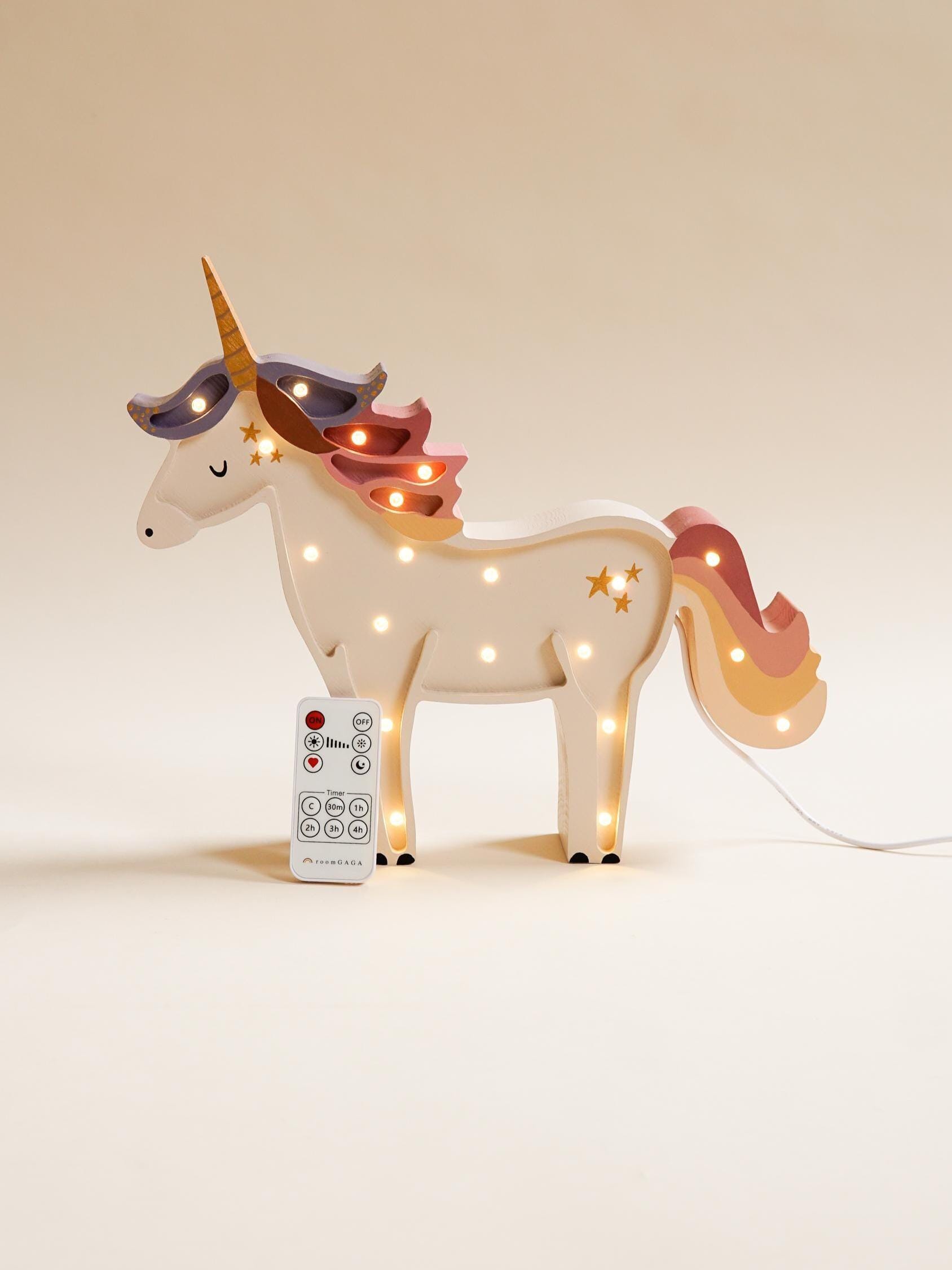 Wooden Unicorn Lamp - Nursery Unicorn Light, Unicorn Light Girls Room, Wooden Unicorn Night Light for kids, Night Lights for Baby