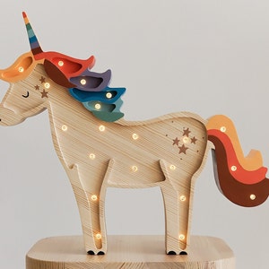 Handmade wooden colorful Unicorn kids lamp, birthday baby gift, baby shower gift, night lamp, Nachtlicht, Unicorn gift, rainbow unicorn image 6