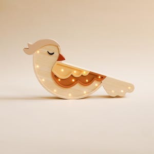 Bird Kids Wooden Night Lamp with Remote Controll - Birthday Baby Gift, Baby Shower Gift, Night Light for Kids, Nursery Decoration